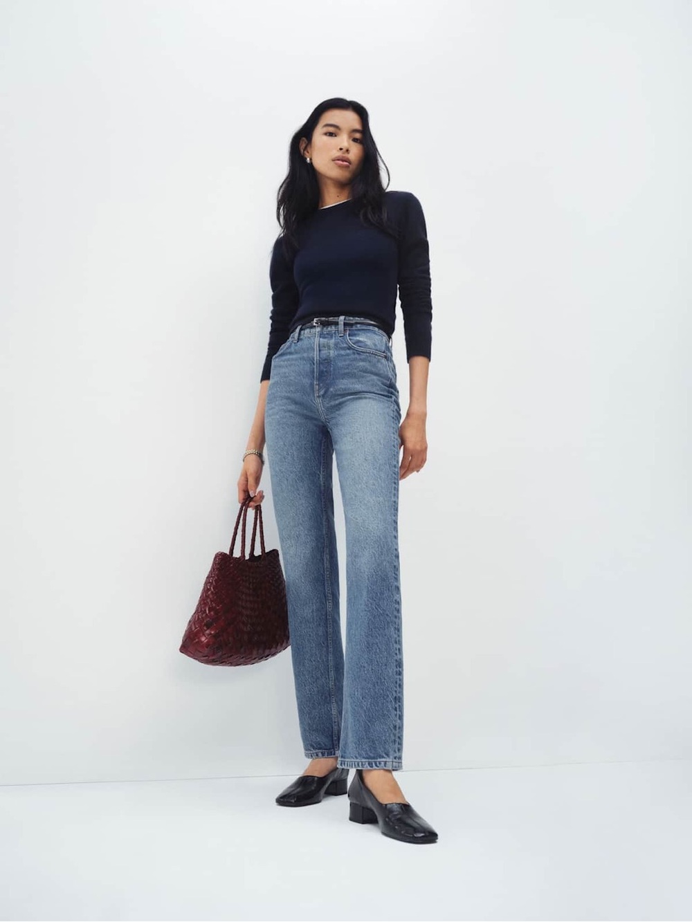 Reformation Cynthia High Rise Straight Long Jeans